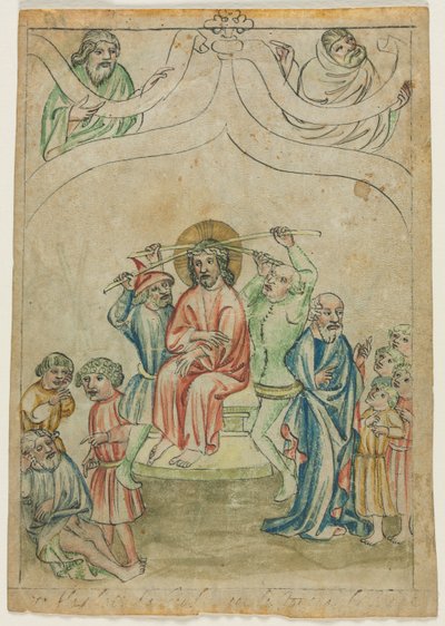 Hoja Única de una Biblia Pauperum: Cristo Cargando la Cruz verso, c. 1410 de Unbekannt