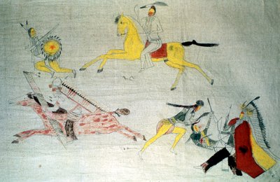 Guerreros sioux en batalla, c. 1890 de Unbekannt