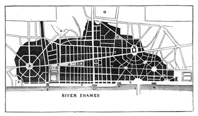 Plan de Sir Christopher Wren para reconstruir Londres después del Gran Incendio de 1666, c1902 de Unbekannt