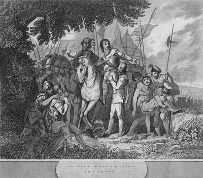 La bondad de Sir Philip Sidney hacia un soldado, 1815 de Unbekannt