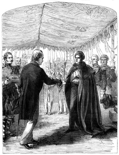 Sir Walter Scott presentando la Cruz de San Andrés al Rey Jorge IV, 1822 de Unbekannt