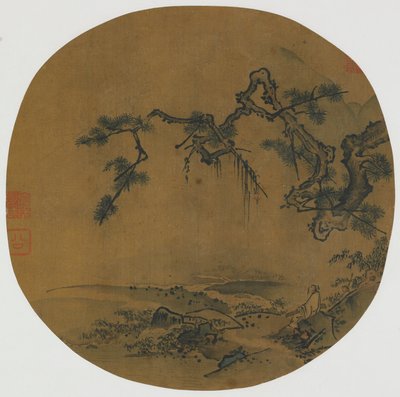 Sentado bajo un pino, dinastía Ming, siglos XV-XVI de Unbekannt