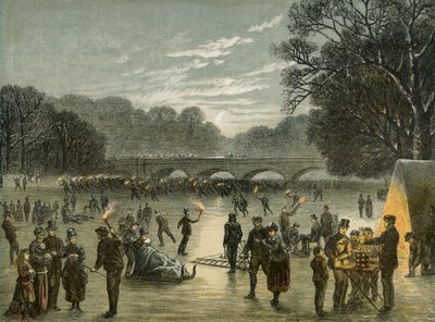 Patinaje en el Serpentine en Hyde Park, Londres, c1850 de Unbekannt