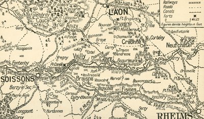 Mapa esquemático del Valle del Aisne sobre Soissons de Unbekannt