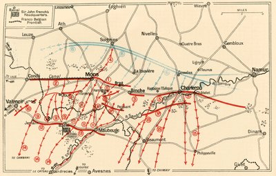 Esbozo de las principales operaciones cerca de Mons y Charleroi, c. 1914, c. 1920 de Unbekannt