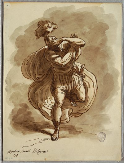 Folio de Cuaderno de Bocetos, Soldado Ciego, Detalle de la Conversión de San Pablo, Estudio después de Agostino Carracci de Unbekannt