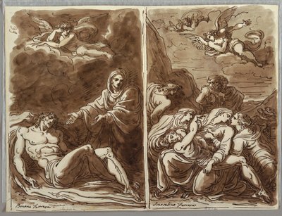 Folio de cuaderno de bocetos, Lamentación sobre el cuerpo de Unbekannt