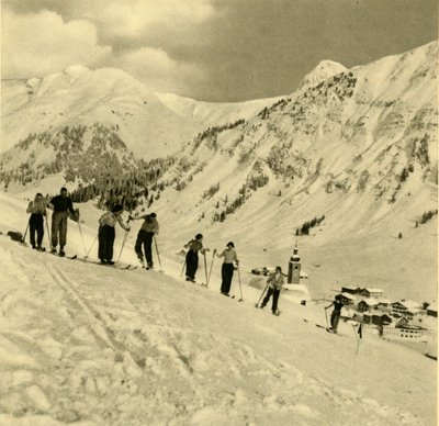 Lección de esquí, Arlberg, Austria, c1935 de Unbekannt