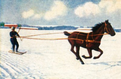 Skijöring en Suecia, c1928 de Unbekannt