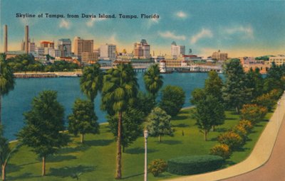 Horizonte de Tampa, desde la Isla Davis, Tampa, Florida, c. 1940s de Unbekannt