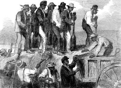 Trabajo esclavo fortaleciendo las fortificaciones de Savannah, Georgia, Guerra Civil Americana de Unbekannt