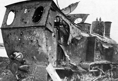 Locomotora destrozada en Peronne, Francia, Primera Guerra Mundial de Unbekannt