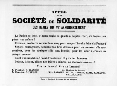 Societe de Solidarite, de los carteles políticos franceses de la Comuna de París, mayo de 1871 de Unbekannt