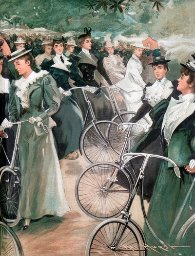 Damas de sociedad en bicicleta en Hyde Park, Londres, 1896 de Unbekannt