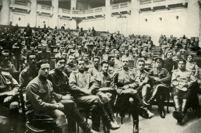 Delegados soldados de los ejércitos rusos en la Duma, 1919 de Unbekannt