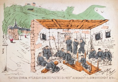 Soldados dentro de un edificio durante un bombardeo, Guerra Franco-Prusiana, diciembre de 1870 de Unbekannt