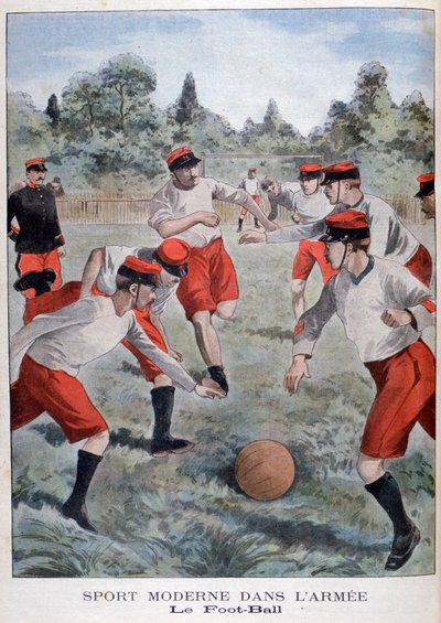 Soldados del ejército francés jugando al fútbol, 1902 de Unbekannt