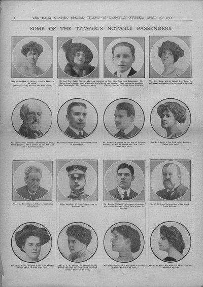 Algunos de los pasajeros notables del Titanic de Unbekannt