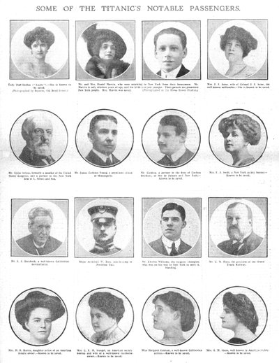 Algunos de los pasajeros notables del Titanic de Unbekannt