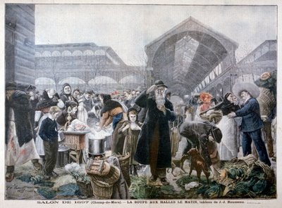Puesto de sopa en el mercado de Les Halles por la mañana, 1897 de Unbekannt
