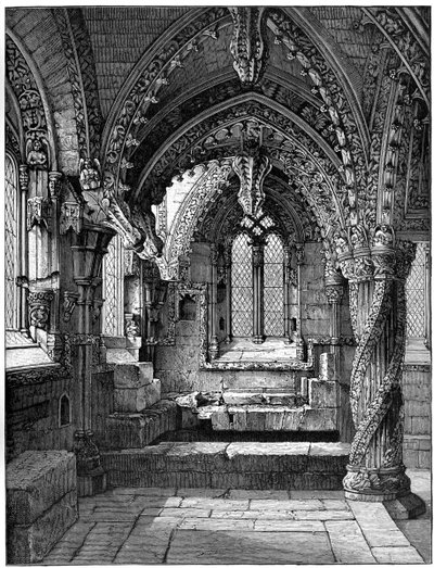 Esquina sureste de la Capilla de la Dama, Capilla Rosslyn, Escocia, 1893 de Unbekannt