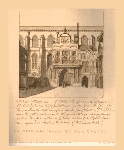 Vista Sur de la entrada al Guildhall, c. 1669, 1886 de Unbekannt