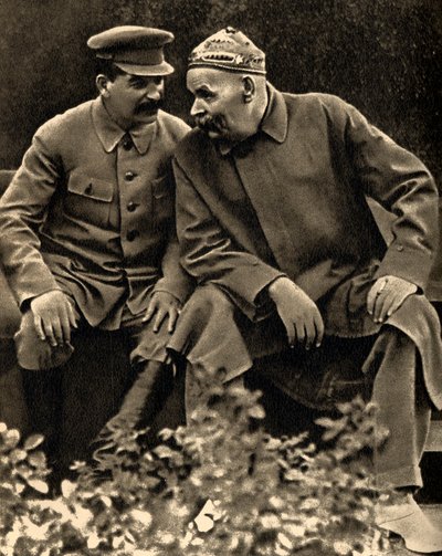 Líder soviético Joseph Stalin y autor Maxim Gorky, Moscú, URSS, 1931 de Unbekannt