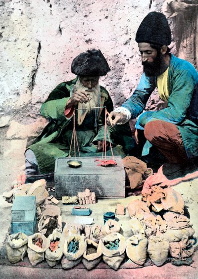 Vendedor de especias, Palacio Real, Teherán, c. 1890 de Unbekannt