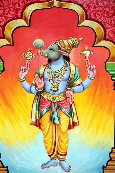 Templo hindú Sri Vadapathira Kaliamman. Avatar de Vishnu. Varaha 3ª encarnación. Singapur de Unbekannt