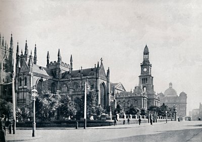 Catedral de St. Andrews, Ayuntamiento de Sídney y Edificios del Mercado, c. 1900 de Unbekannt
