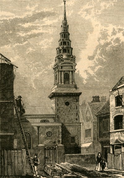 Iglesia de St. Bride, Fleet Street, 1824, 1897 de Unbekannt