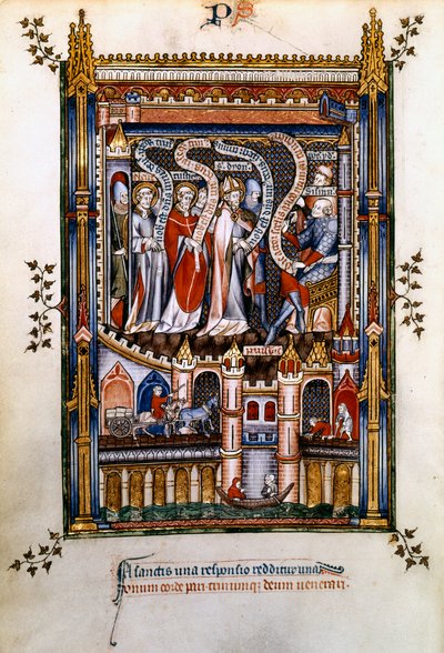San Denis, San Rústico y San Eleuterio ante Sisinnius, 1317 de Unbekannt