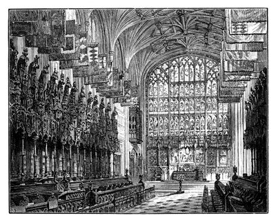 Capilla de San Jorge, Windsor, mostrando la Galería Real y el Altar de Unbekannt