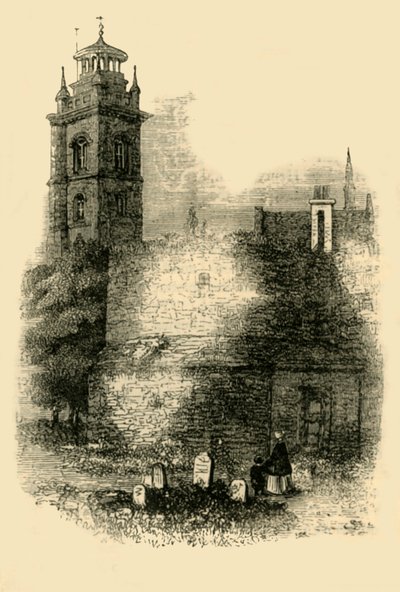 San Gil, Cripplegate, mostrando el viejo muro, c. 1872 de Unbekannt