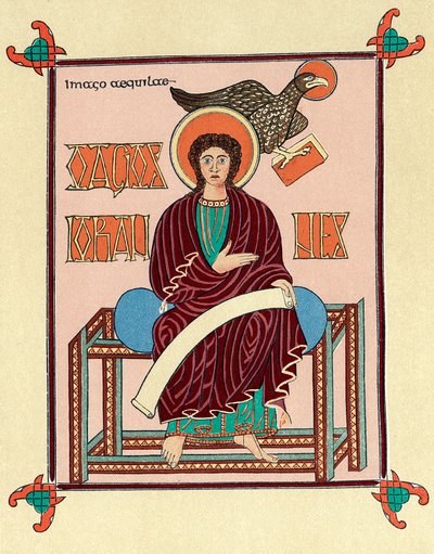 San Juan Evangelista del Libro de los Evangelios de Lindisfarne Durham, c720 de Unbekannt