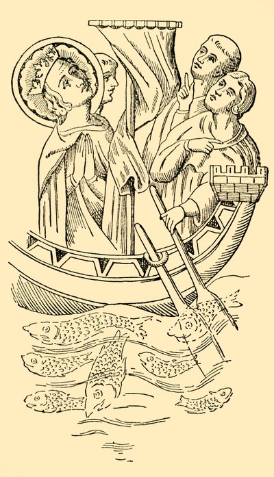 San Luis, rey de Francia, cruza el mar hacia Tierra Santa, siglo XIII, c1930 de Unbekannt