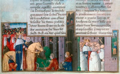 San Luis regresa a París, y San Luis entre los sacerdotes, mediados del siglo XIII, siglo XV de Unbekannt