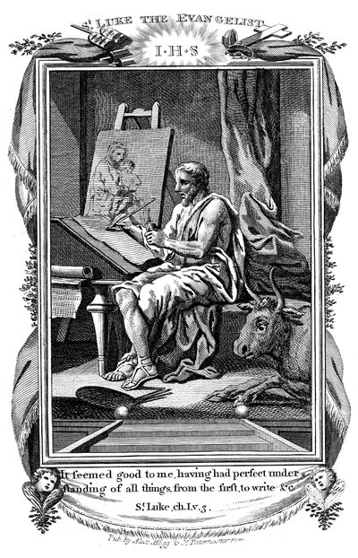 San Lucas el Evangelista escribiendo su evangelio, c1808 de Unbekannt