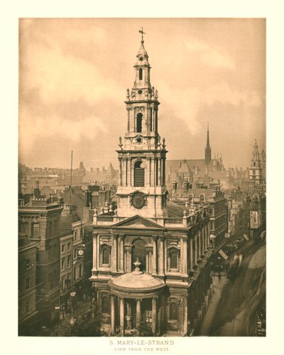 St Mary-le-Strand, vista desde el oeste, mediados-finales del siglo XIX de Unbekannt