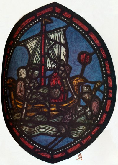 Ventana de San Nicolás en la Cámara de Jerusalén de la Abadía de Westminster: Nicolás y el falso peregrino de Unbekannt