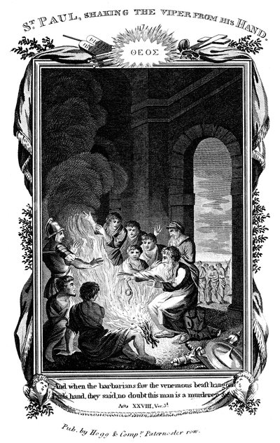 San Pablo el Apóstol sacudiendo la víbora de su mano, c1808 de Unbekannt