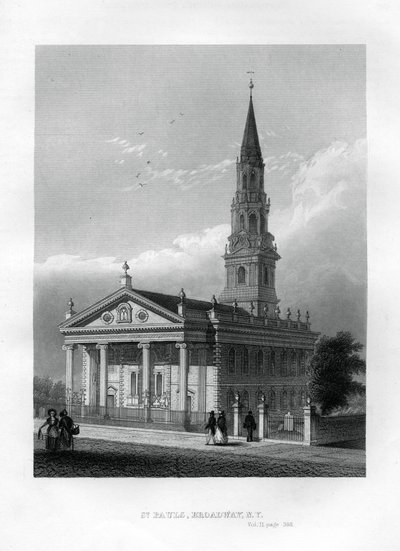 Capilla de San Pablo, Broadway, Nueva York, 1855 de Unbekannt
