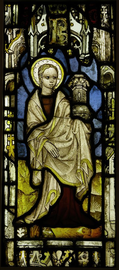 Panel de vidrieras con Santa Bárbara, británico, ca. 1450 de Unbekannt
