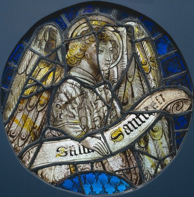 Vidriera redonda con un ángel sosteniendo un pergamino, c. 1425-1450 de Unbekannt