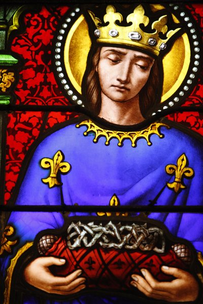 Vidriera en la iglesia de San Pablo, Lyon: San Luis cargando la corona de espinas, Lyon, Francia de Unbekannt