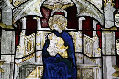 Vidriera en la Colegiata Notre-Dame des Marais: Virgen y niño Villefranche-sur-Saone Francia de Unbekannt