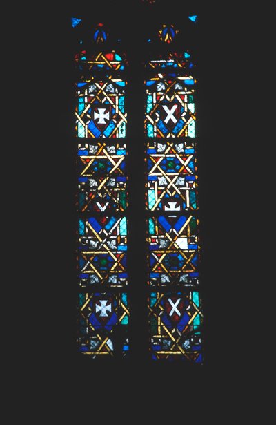 Estrella de David en ventana de iglesia de vidrio teñido, Barcelona, España de Unbekannt