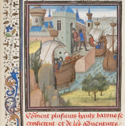 Inicio de la Cuarta Cruzada. Miniatura de la Historia de Guillermo de Tiro, 1460s de Unbekannt