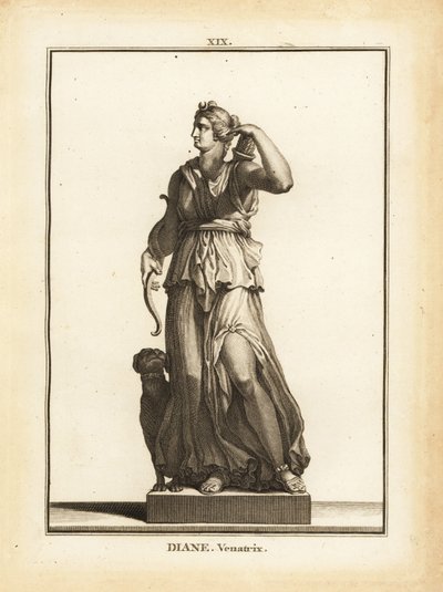 Estatua de Diana Venatrix, diosa romana de la caza, con arco, flecha y carcaj de Unbekannt