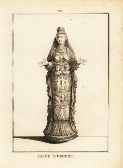 Estatua de Diana de Éfeso, Artemisa de Éfeso, con pechos desnudos y cuerpo encerrado en un pilar decorado de Unbekannt
